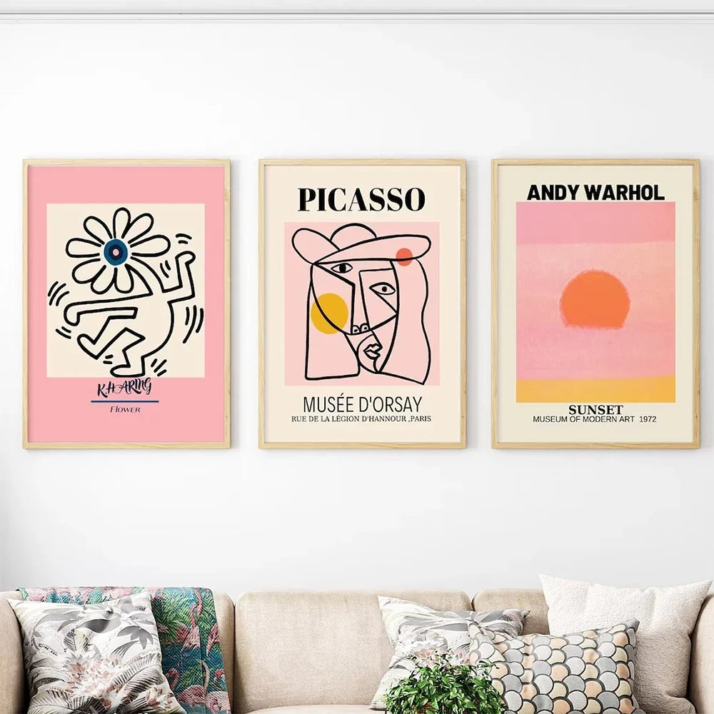 Modern Gallery Wall Picasso Andy Warhol Orange Wall Art Canvas Painting Posters For Living Room Home Decor