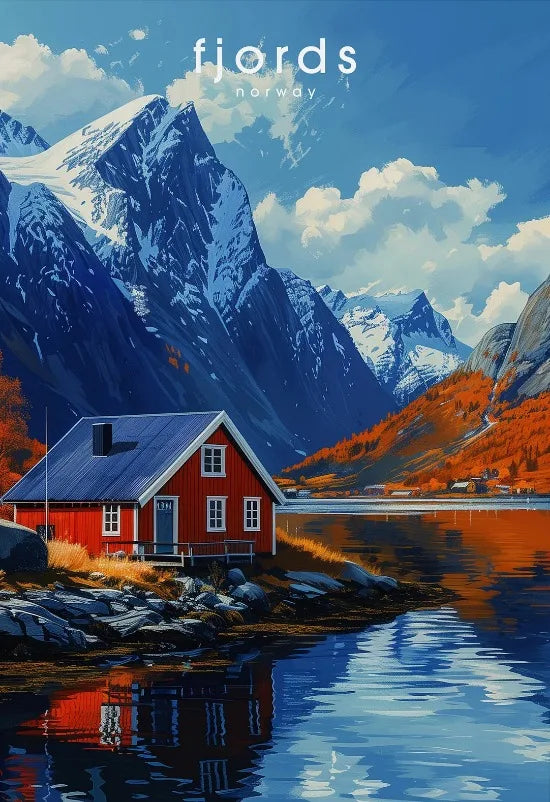 Europe Travel Poster European Natural Landscape Poster Canvas Painting Fjords Northern Lights Cornwall Traveling Wall Decoration