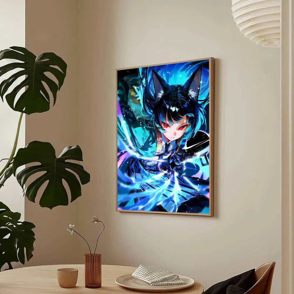 Zenless Zone Zero Hoshimi Miyabi Poster Sticky Wall Art Printing Waterproof Home Living Bed Room Bar Aesthetic Decor