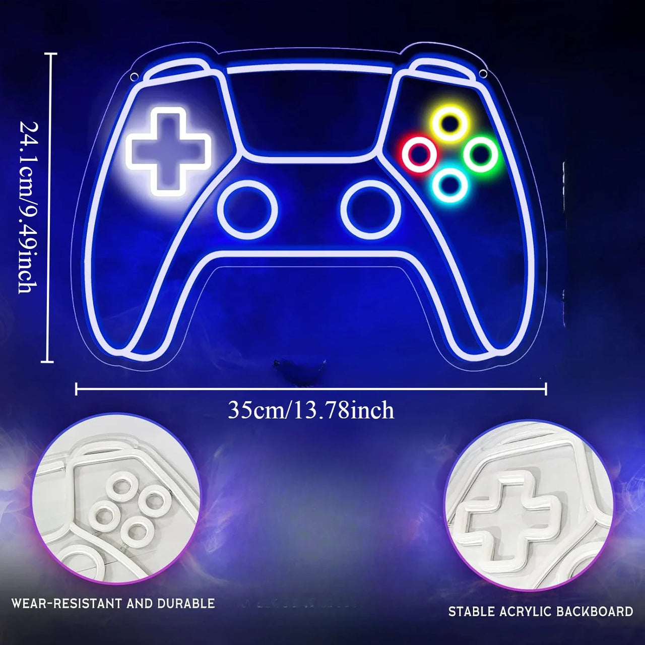 Gamer Neon Sign Gamepad Shaped LED Neon Light Sign for Gamer Room Decor for Boys Room Gamer Gifts for Teens Boys Kids