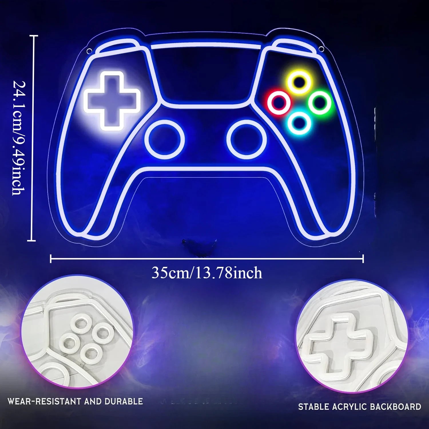Gamer Neon Sign Gamepad Shaped LED Neon Light Sign for Gamer Room Decor for Boys Room Gamer Gifts for Teens Boys Kids