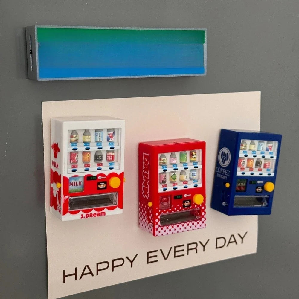 Mini Simulation Model Light Sign Fridge Magnets Dollhouse Vending Machine Magnetic Sticker for Refrigerator DIY Home Decoration