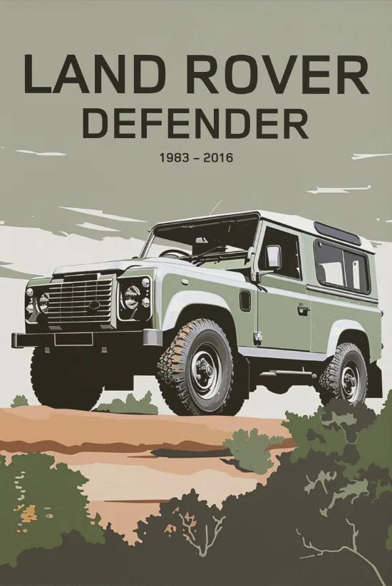 L-and-R-over Defender 90 Offroad Poster Classic Retro Automotive Poster Canvas Prints Classic Off-road Vehicle Aesthetic Print