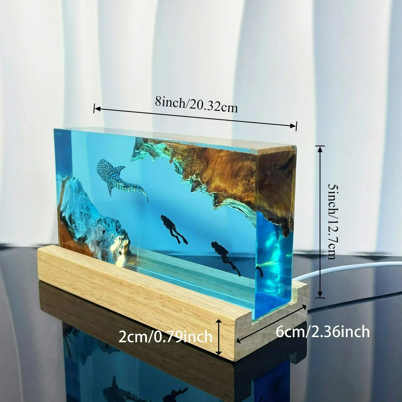Seabed Exploration Organism Resin Table Light 2 Divers Resin Table Light Deep Sea Diver Night Light Bedroom Office Desk Decor