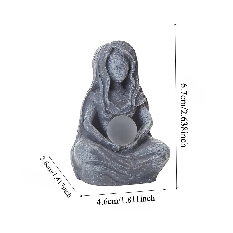 A Zen-Inspired Moon Goddess Statue Ornament, Imitation Stone Texture, Meditation Style, Home Desktop Garden Decoration, Healing and Soul-Healing Item