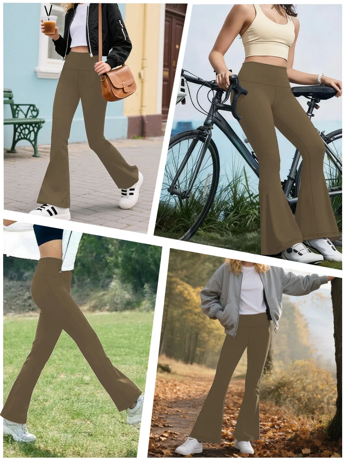 Women's Super Soft Flare Pants High Waisted Tummy Control Workout Yoga Push Up Gym Fitness Long Leggings Bell Bottoms