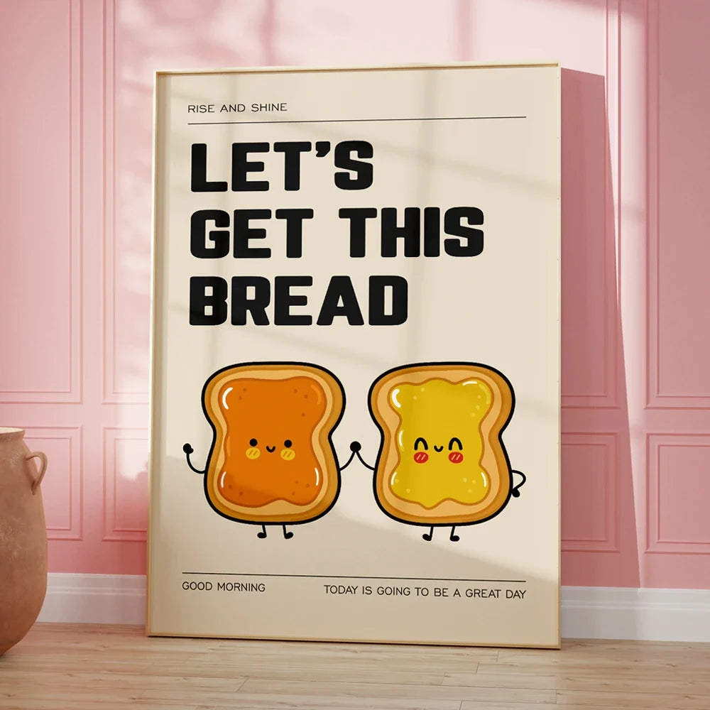 Music Groovy Record Player Get This Bread Drink Water Self Care Quotes Wall Art Canvas Painting Posters Living Room Home Decor