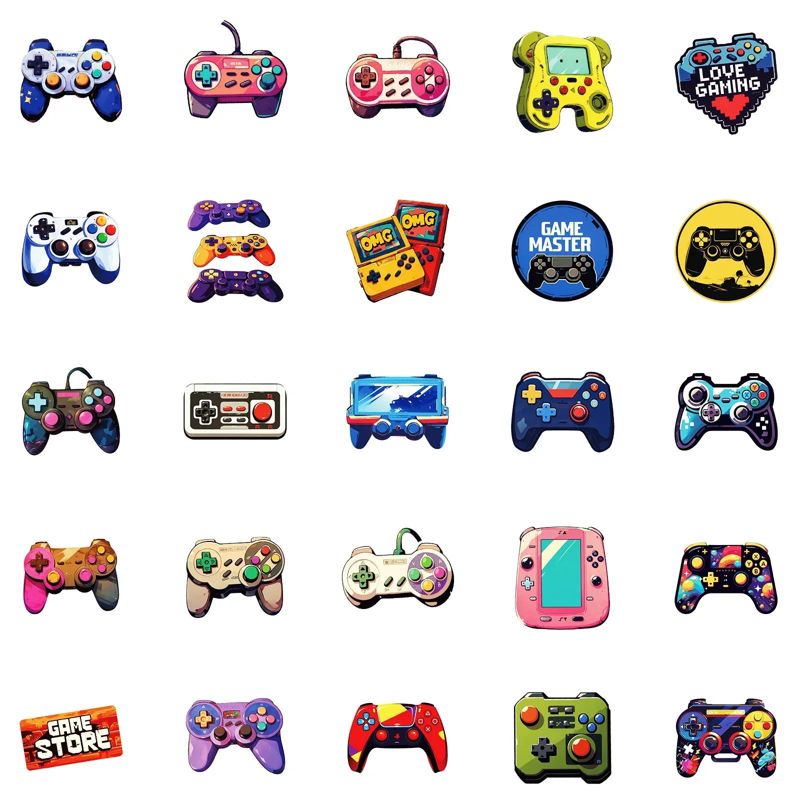 50/100PCS Cartoon Hand Drawn Controller Game Console Graffiti Waterproof Decor Sticker DIY for Laptop Stationery Notebook
