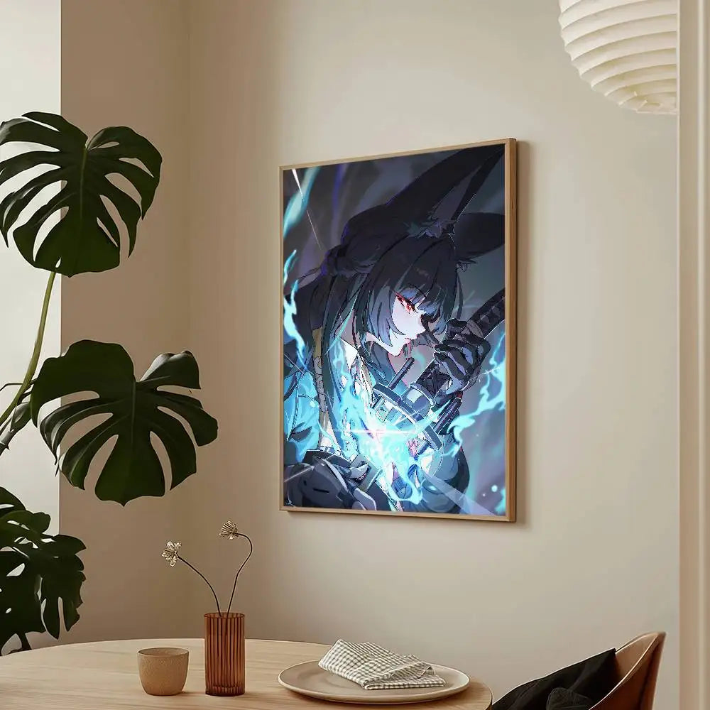 Zenless Zone Zero Hoshimi Miyabi Poster Sticky Wall Art Printing Waterproof Home Living Bed Room Bar Aesthetic Decor