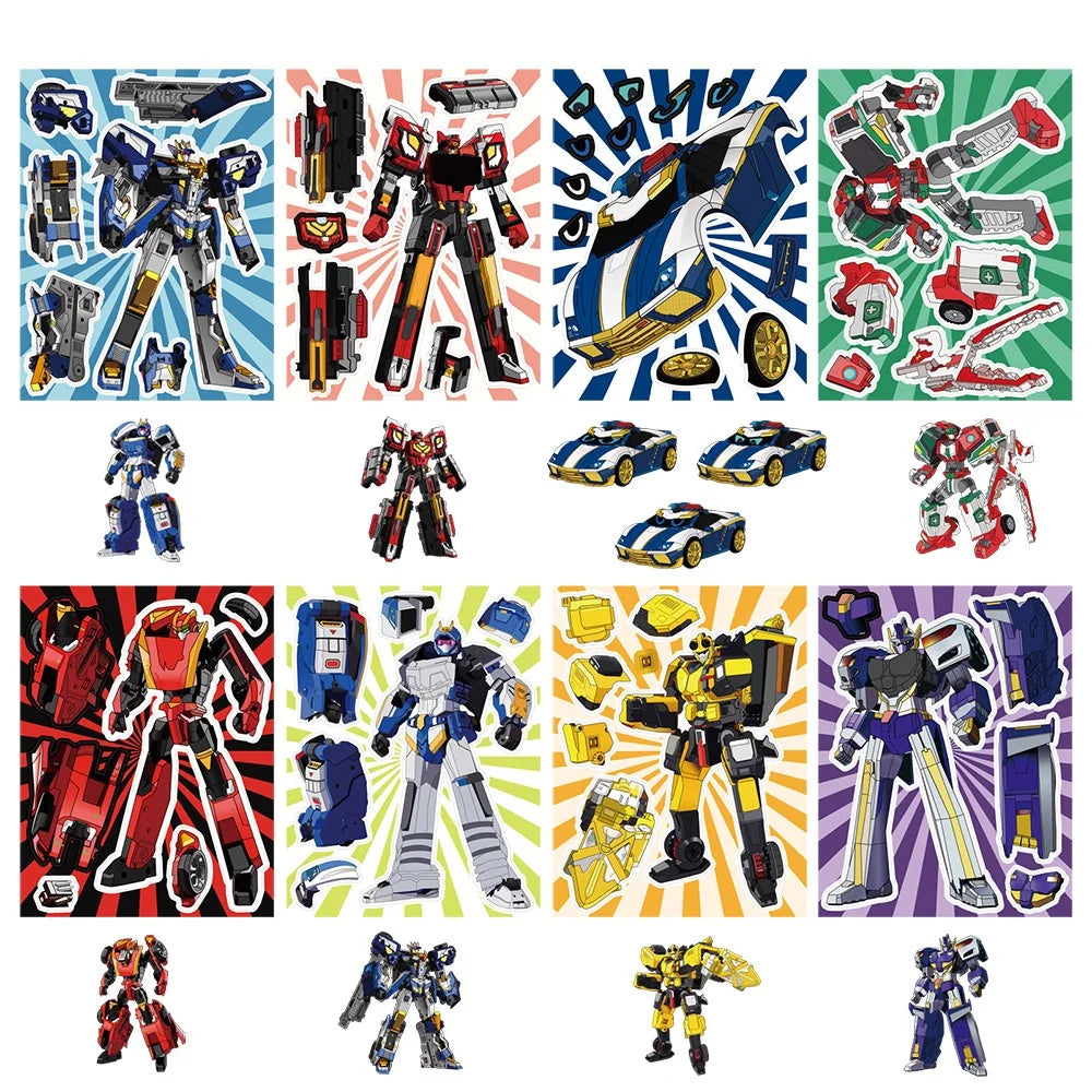 8/16/24PCS Machine Warrior Puzzle Stickers DIY Handicraft Notebook Stationery Helmet Stickers