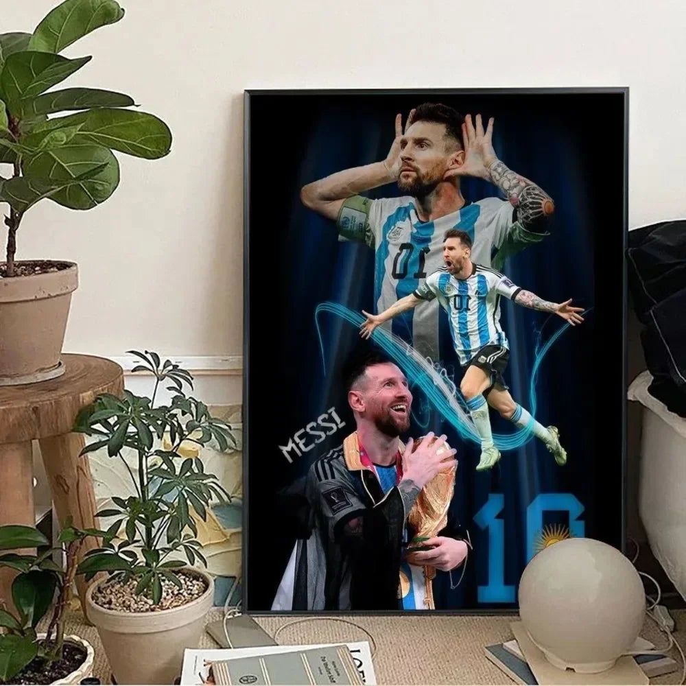 Classic, Sports - Rionel Messi - Football, Wall Art, Canvas Print Poster, Home Living Room Bedroom Decor, Stadium Wall Art