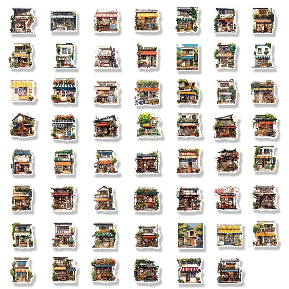 10/30/55pcs Japan Style Retro Beautiful Convenience Store Aesthetic Stickers Skateboard Laptop Suitcase Decoration Sticker Toys