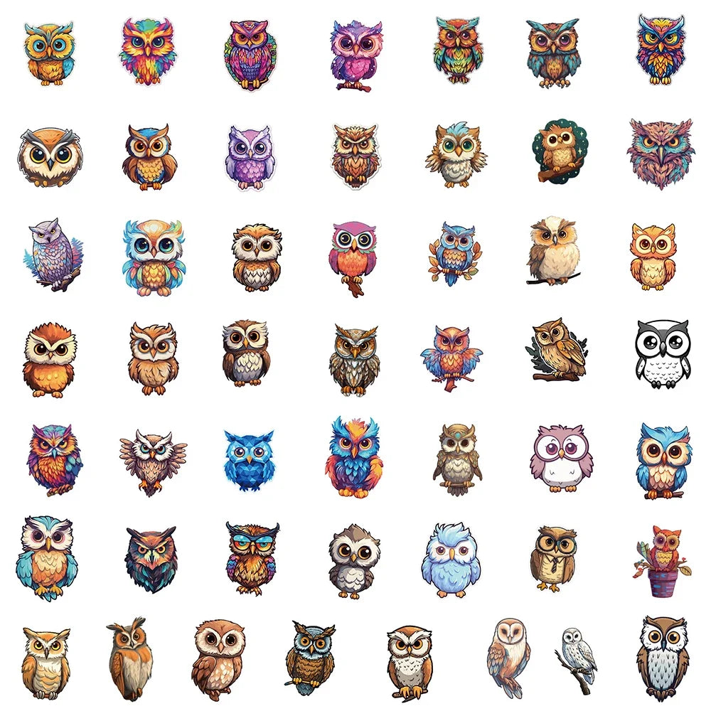 10/30/50pcs Cartoon Funny Cute Animal Owl Graffiti Creative Stickers Laptop Suitcase Notebook Stationery Sticker for Kids Toys