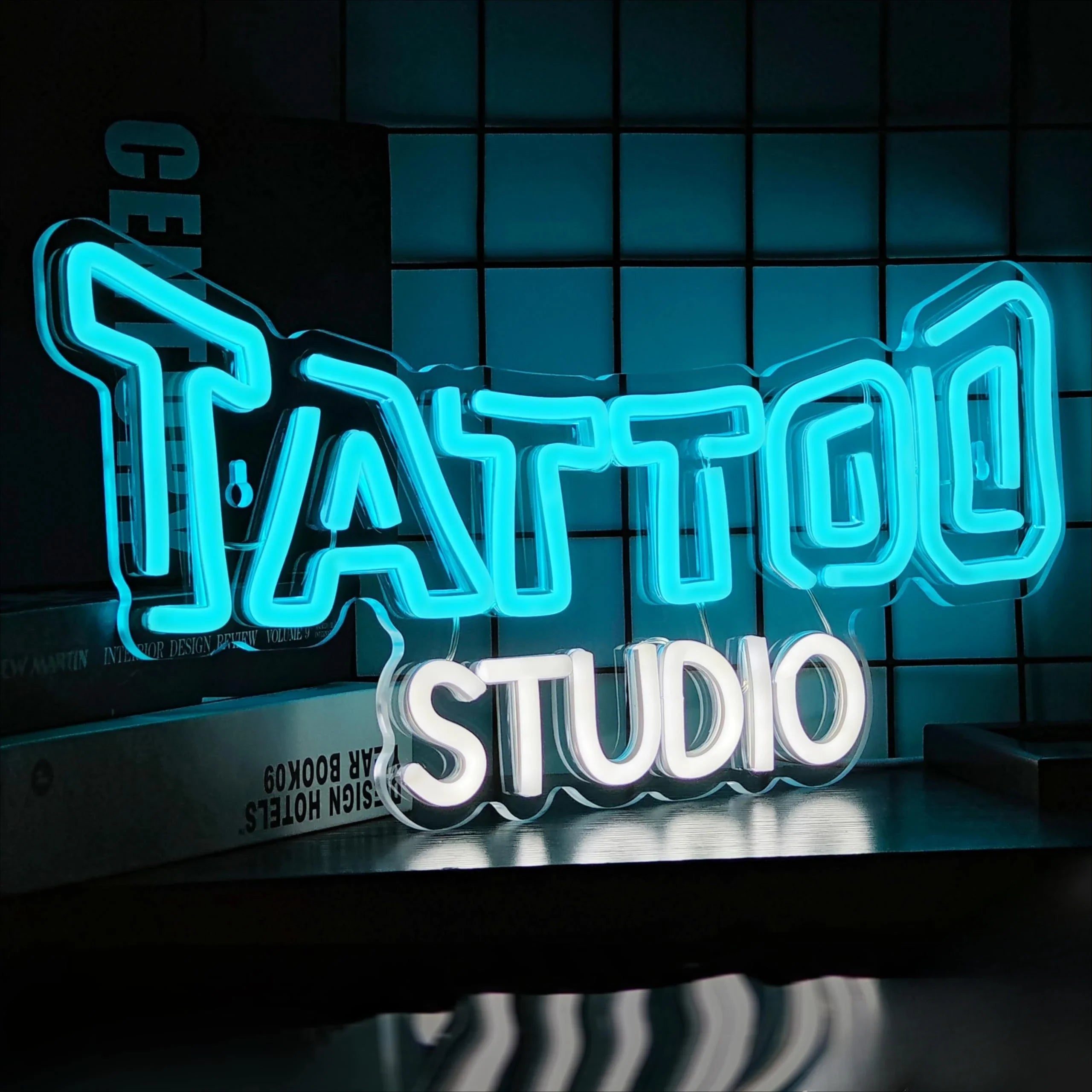 Tattoo Studio Neon Sign Blue White Glow Professional Led Light for Tattoo Shop Bar Club Home Wall Decor Custom Business Sign Art