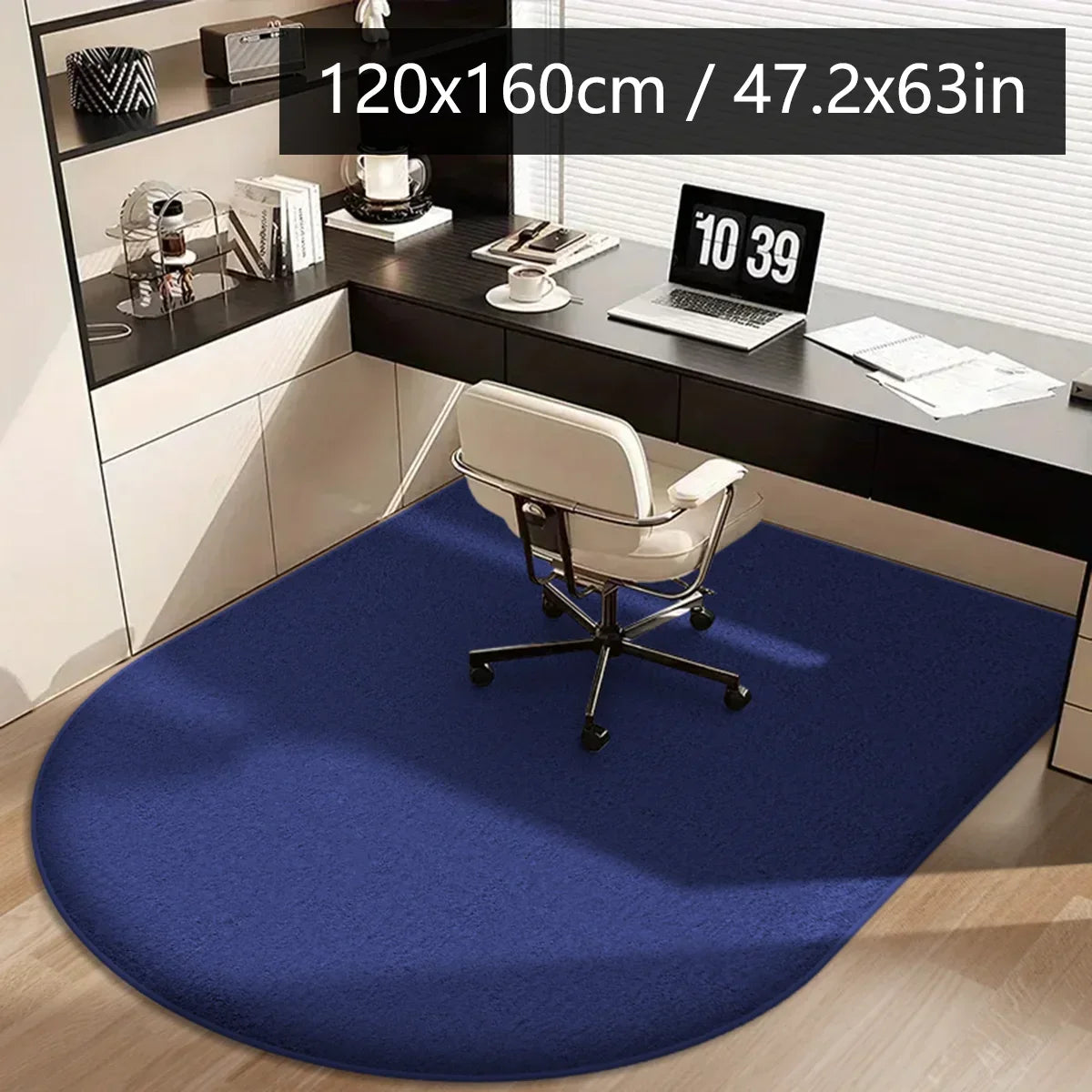 VIKAMA Solid Colour Arched Rug Soft And Non-Slip Office, Study Computer Chair Mat Dressing Table Foot Pad Home Decor