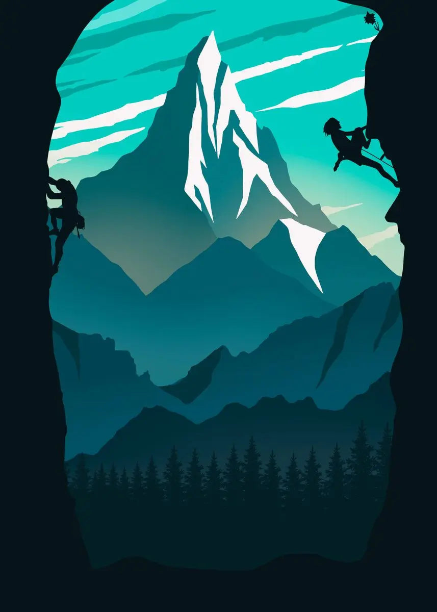 Abstract Rock Climbing Adventure Posters and Prints Canvas Painting Mountain Sun Wall Art Pictures for Living Room Home Decor