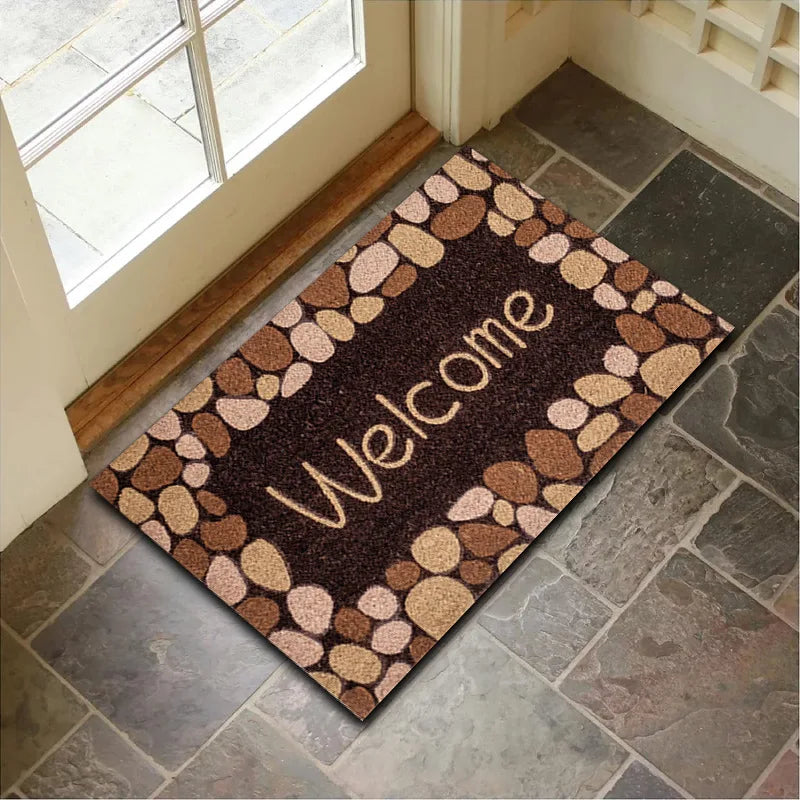 VIKAMA Crystal Velvet Floor Mat Stone Wood Grain Entryway Door Mat Entry Non-Slip Foot Mat Home Decoration Small Carpet 40x60cm