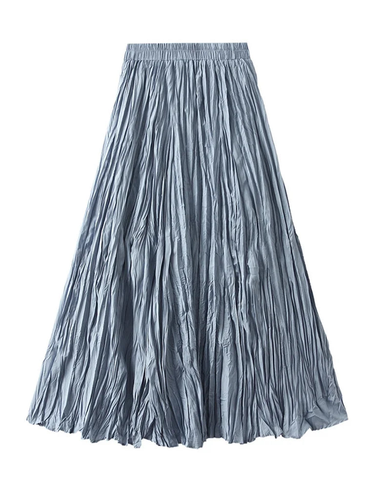 KarSaNy Long Pleated Skirts For Woman High Waist Large Hem White Skirt Summer Women's A Line Maxi Skirts For Women 2026 Long