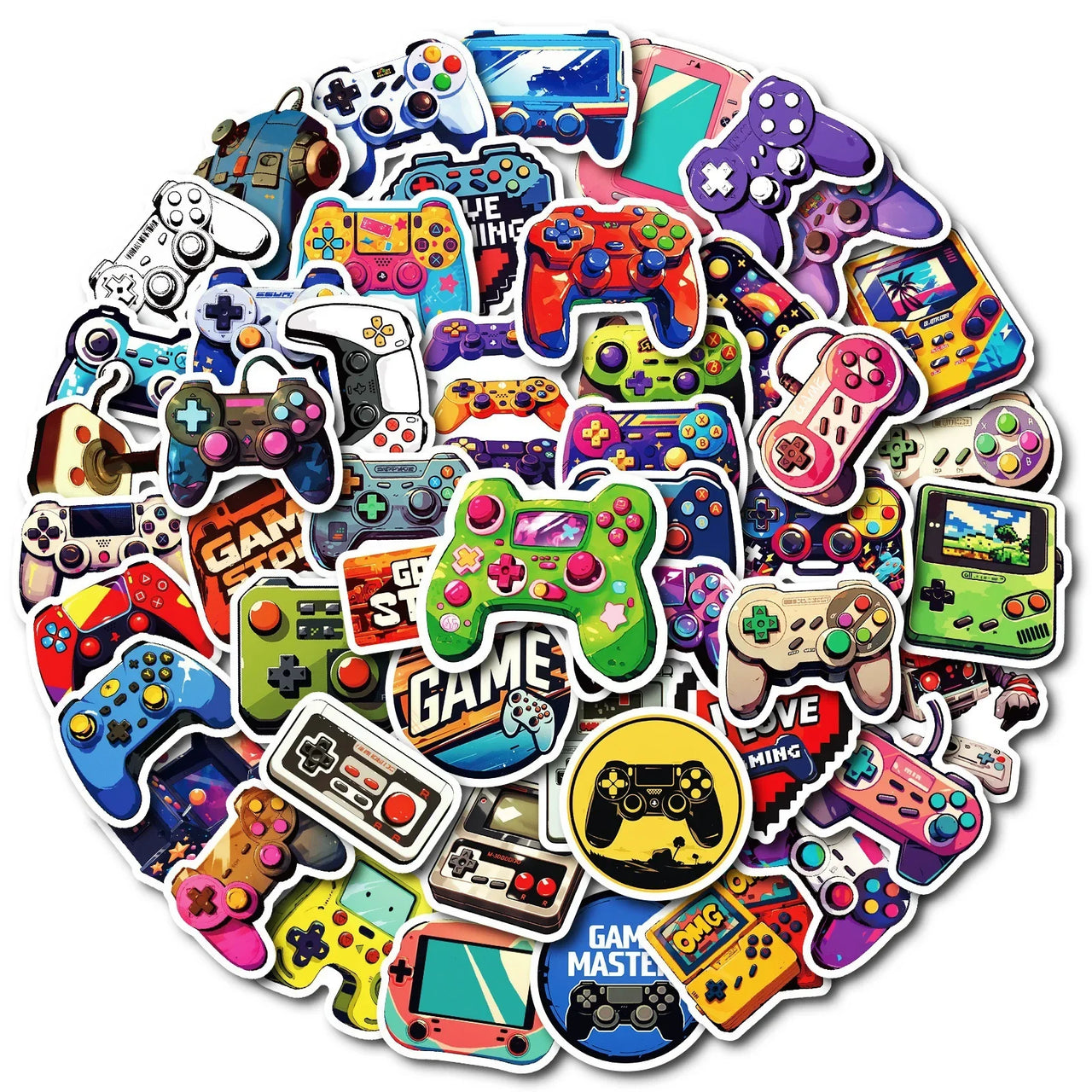 50/100PCS Cartoon Hand Drawn Controller Game Console Graffiti Waterproof Decor Sticker DIY for Laptop Stationery Notebook