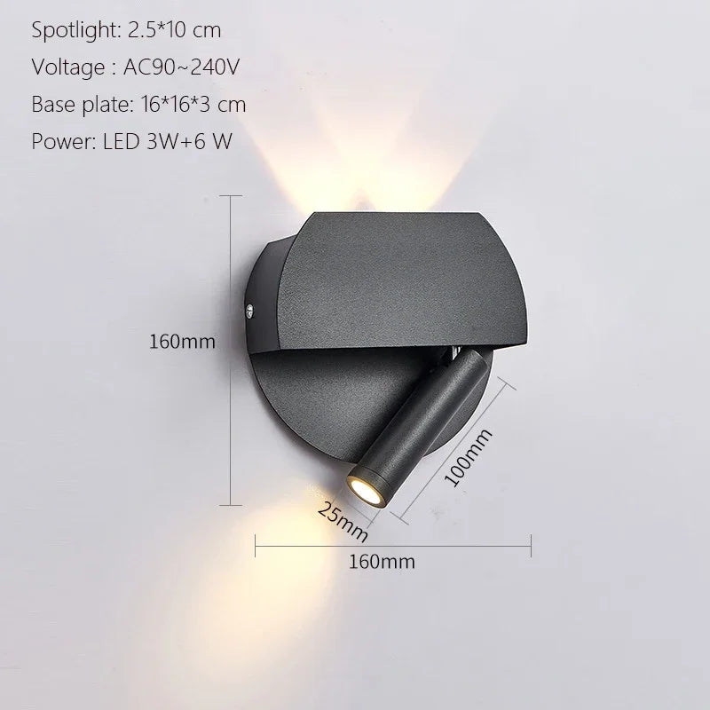 Modern Minimalist Led Wall Lamp USB Charging Indoor Bedroom Lamp Hotel Bedside Reading Lamp Wall Lights Sconce Switch AC 90~240V