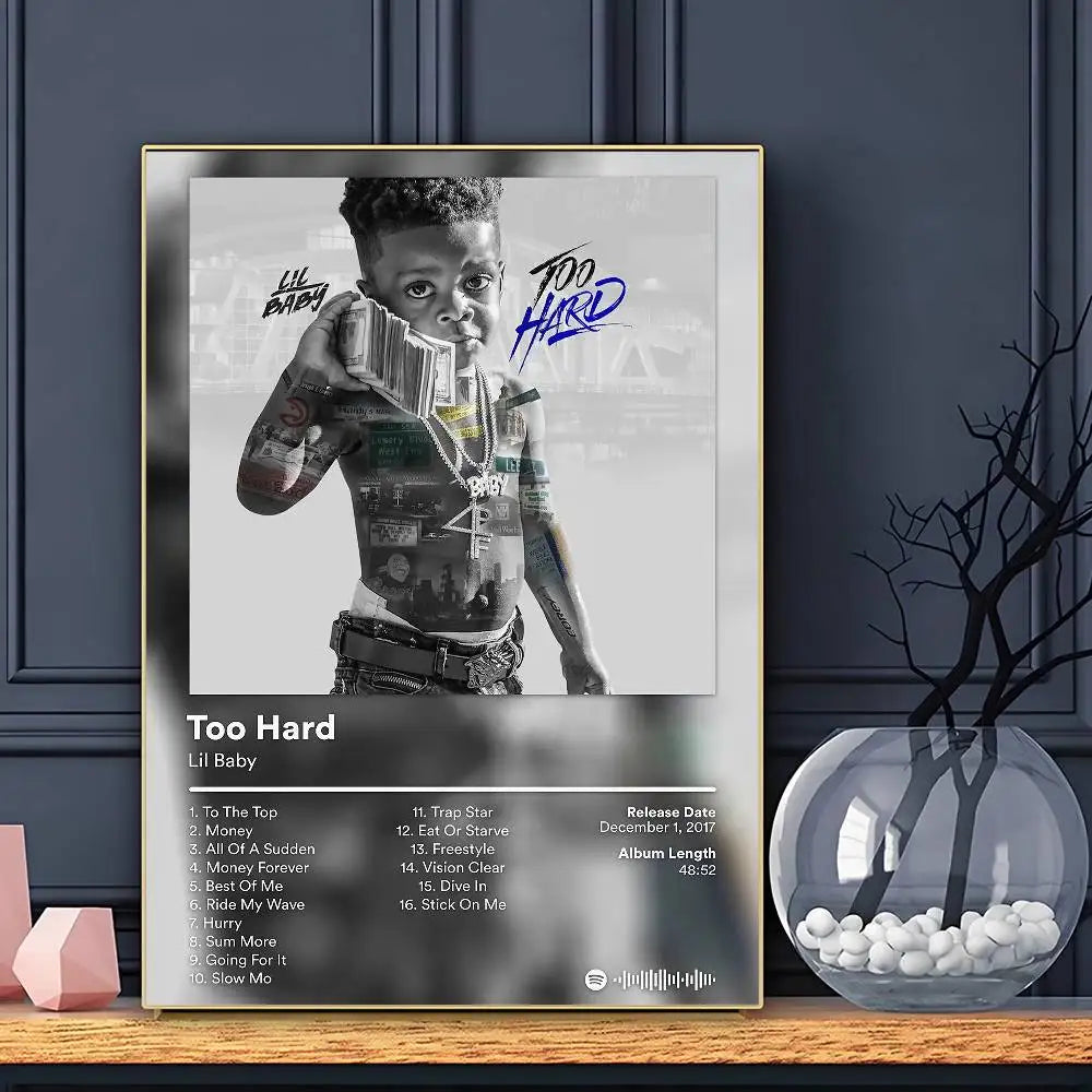 Rapper L-Lil B-Baby Poster Sticky Wall Art Printing Waterproof Home Living Bed Room Bar Aesthetic Decor
