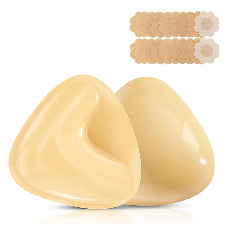Double Sided Sticky Bra Inserts Push Up Adhesive Bra Pads Breast Enhancer Pads Cup Add Up for Bikini Swimsuit Strapless Dress