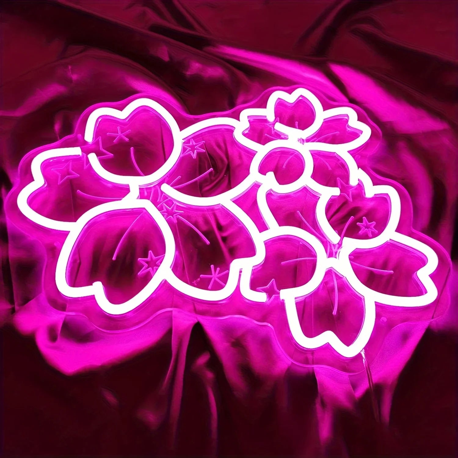 Pink Glow Flower Design LED Neon Sign Creates Romantic Atmosphere for Bedroom Living Room Wedding Party Decor Wall Art Lighting