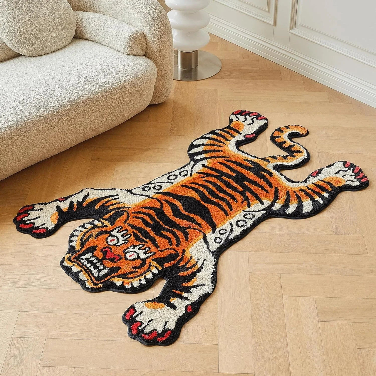 VIKAMA Tiger Sleeping Tiger Faux Cashmere Decorative Carpet Is Soft And Comfortable For Bedroom, Bedside And Home Decoration