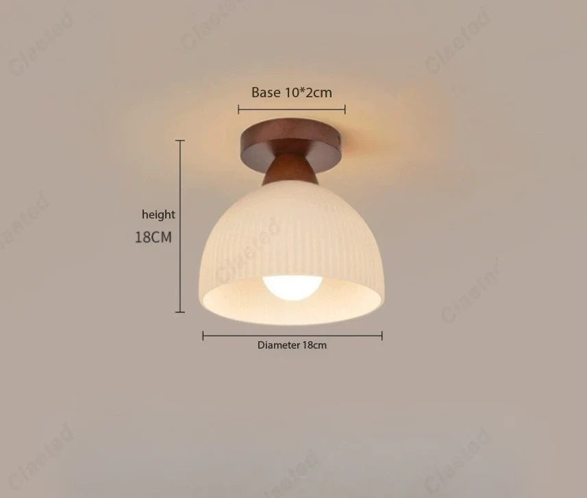 New Japanese LED Cream Wind Glass Ceiling Lamp Living Room Dining Room Porch Aisle Balcony Decorative Lighting