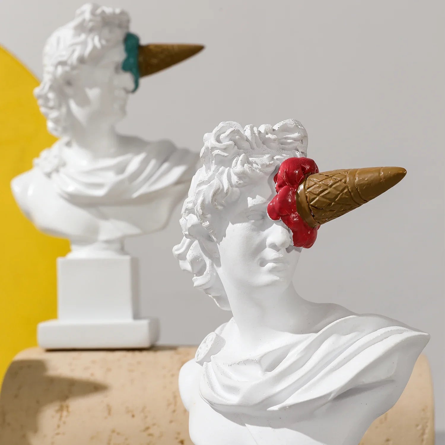 Apollo Sculpture Home Desktop Decor Portrait Resin Bust Creative Ice Cream Apollo Greek Statue For Living Room, Table Decorative