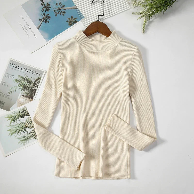 Women Turtleneck Sweater Knitted Soft Pullovers cashmere Jumpers Basic Solid Soft Sweaters Women Autumn Winter Casual Top