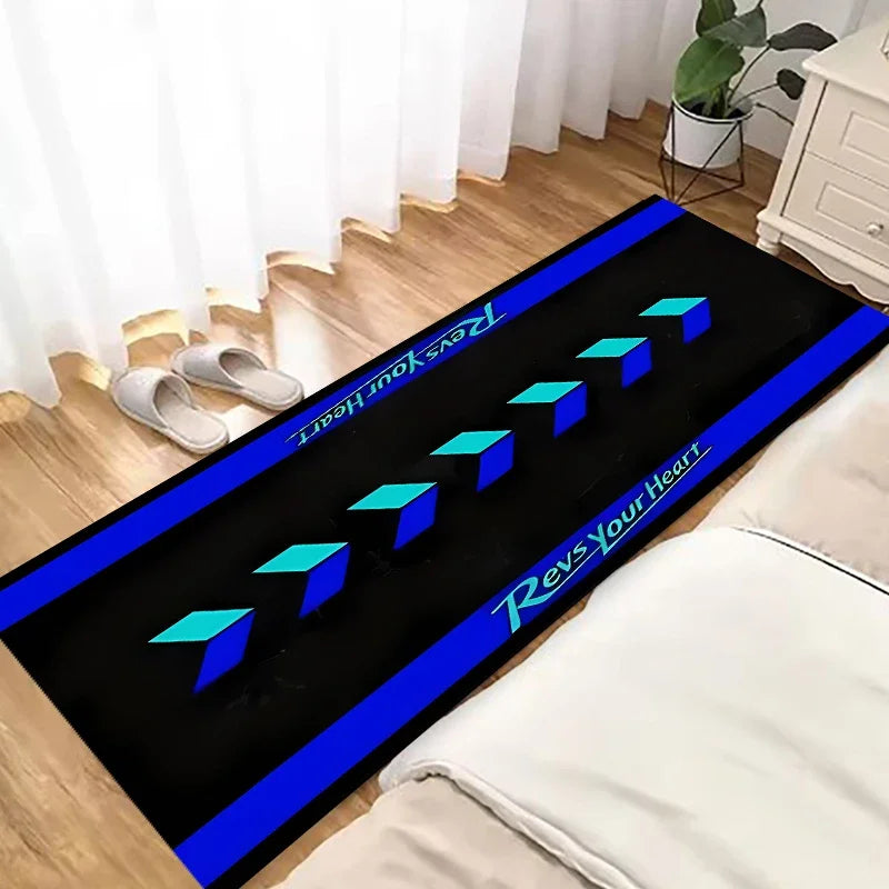 VIKAMA Cool Racing Car Long Rug Anti-slip Noise Reduction Home Decoration Motorcycle Display Mat Garage Floor Mat Bedside Rug