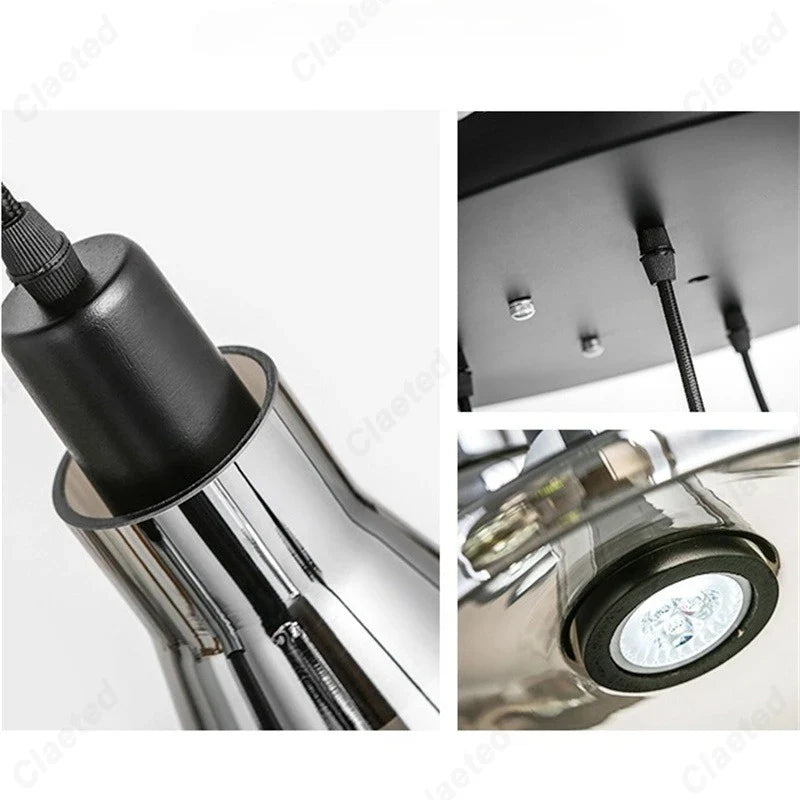 European Modern Minimalist LED Glass Chandelier Bar Restaurant Living Room Coffee Shop Bedroom Decorative Lighting