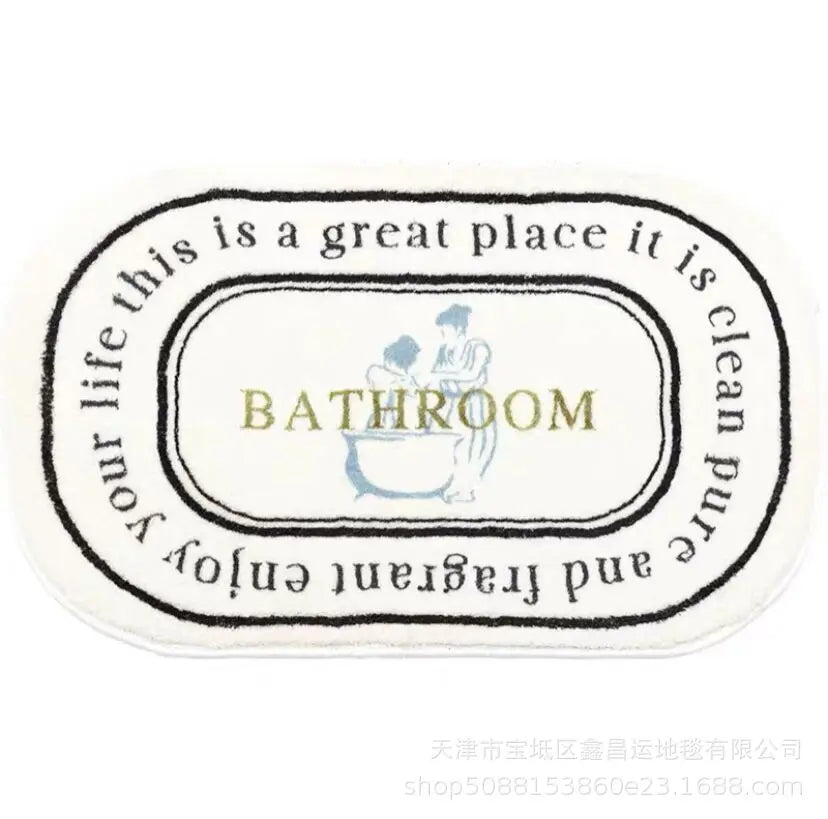VIKAMA Simple Flowers Imitation Cashmere Toilet Mat Soft Insulation Non-Slip Entrance Carpet Balcony Mat Home Decoration