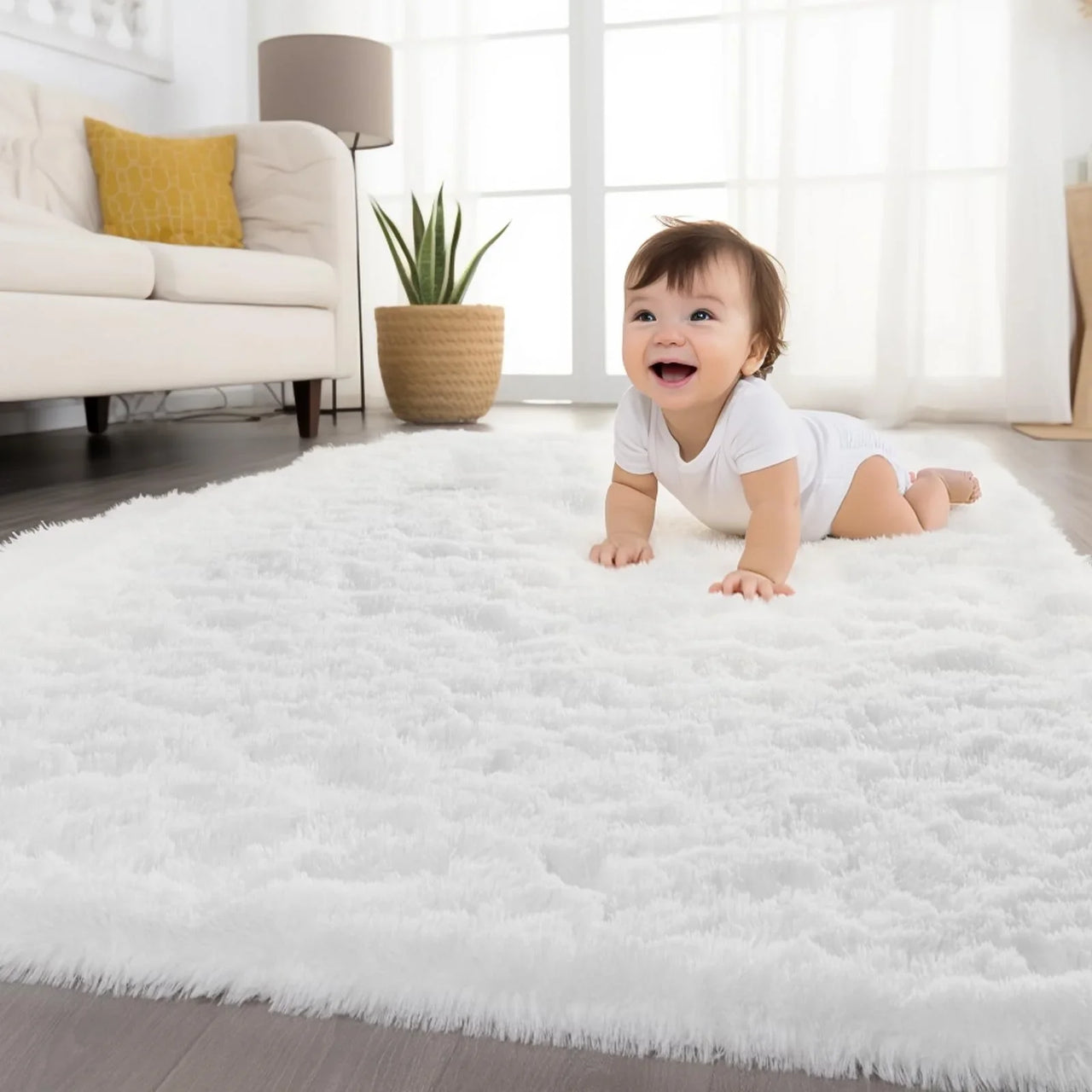 VIKAMA Living Room Carpet, Bedroom Soft Fluffy Plush Floor Mat, Kindergarten Children's Room, Dormitory, Home Decoration