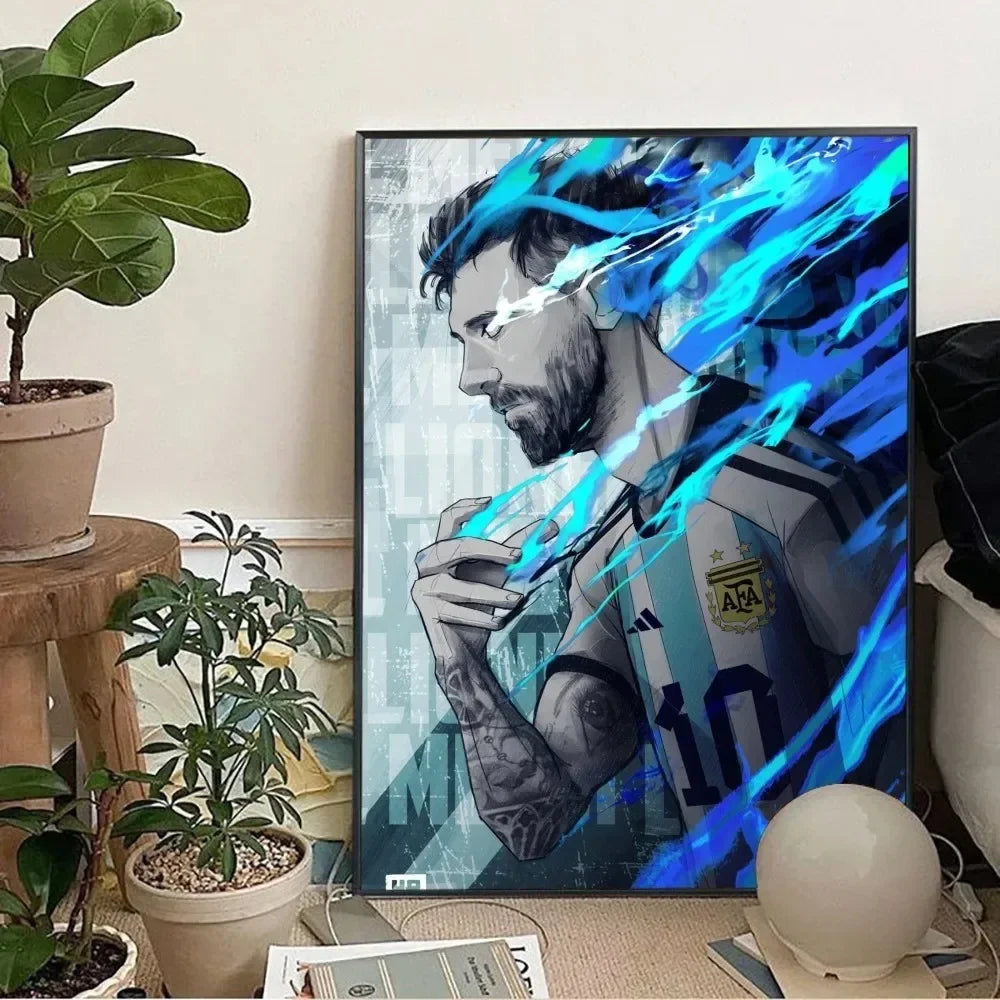 Classic, Sports - Rionel Messi - Football, Wall Art, Canvas Print Poster, Home Living Room Bedroom Decor, Stadium Wall Art
