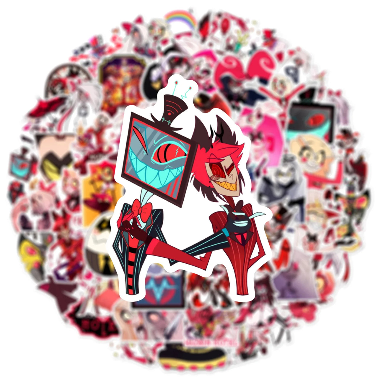 56/112PCS Hazbin Hotel Stationery Notebook Graffiti Stickers Luggage Storage Box Water Cup Decorative Stickers
