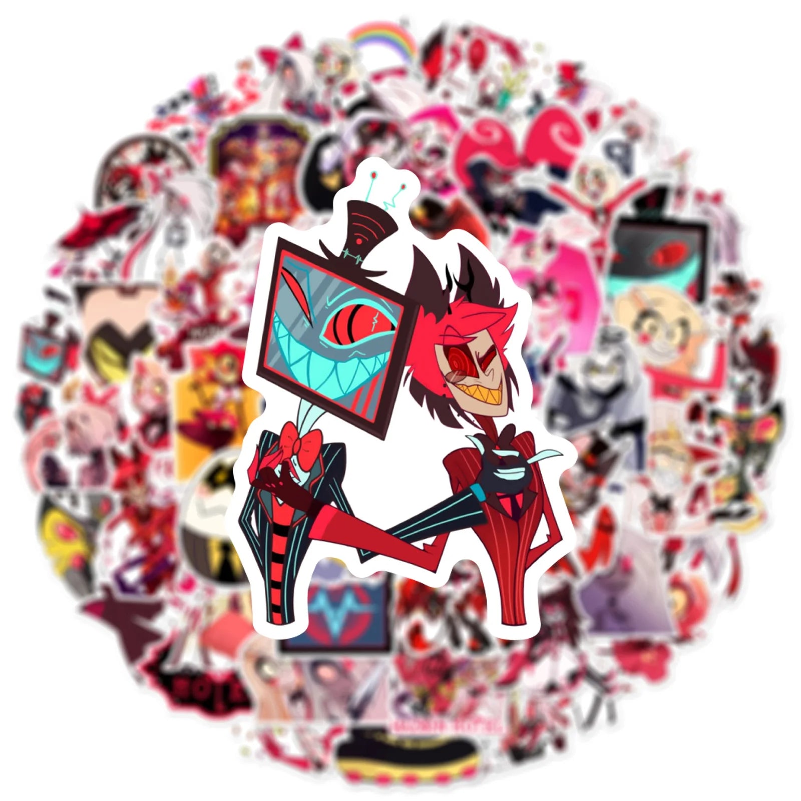 56/112PCS Hazbin Hotel Stationery Notebook Graffiti Stickers Luggage Storage Box Water Cup Decorative Stickers