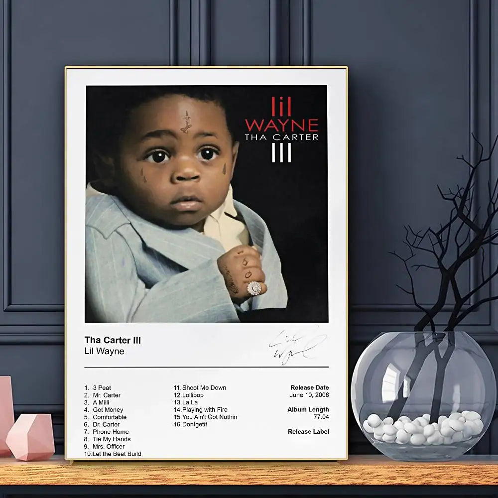 Rapper Lil Wayne Poster Sticky Wall Art Printing Waterproof Home Living Bed Room Bar Aesthetic Decor