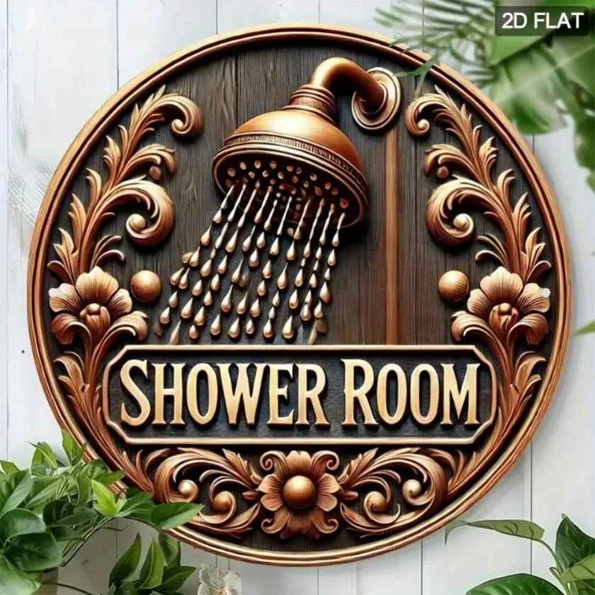 Aluminum Bathroom Sign 2D Wall Plaque Universal Toilet Symbol for Home Decor