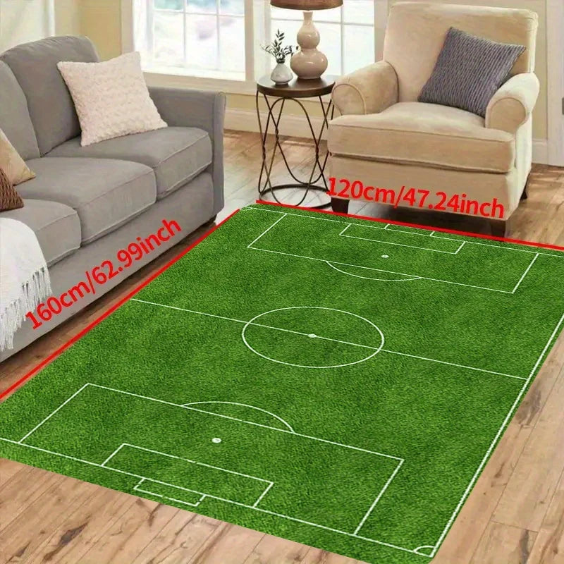 VIKAMA Football Field Area Rug, Soft Anti-Slip Sports Field Game Mat, Living Room Bedroom Anti-Slip Floor Mat Home Decor