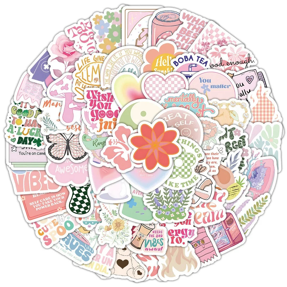 10/30/50/100pcs Cartoon Pink Danish Past Ins Graffiti Stickers Laptop Suitcase Phone Water Bottle Aesthetic Sticker Kids Toys
