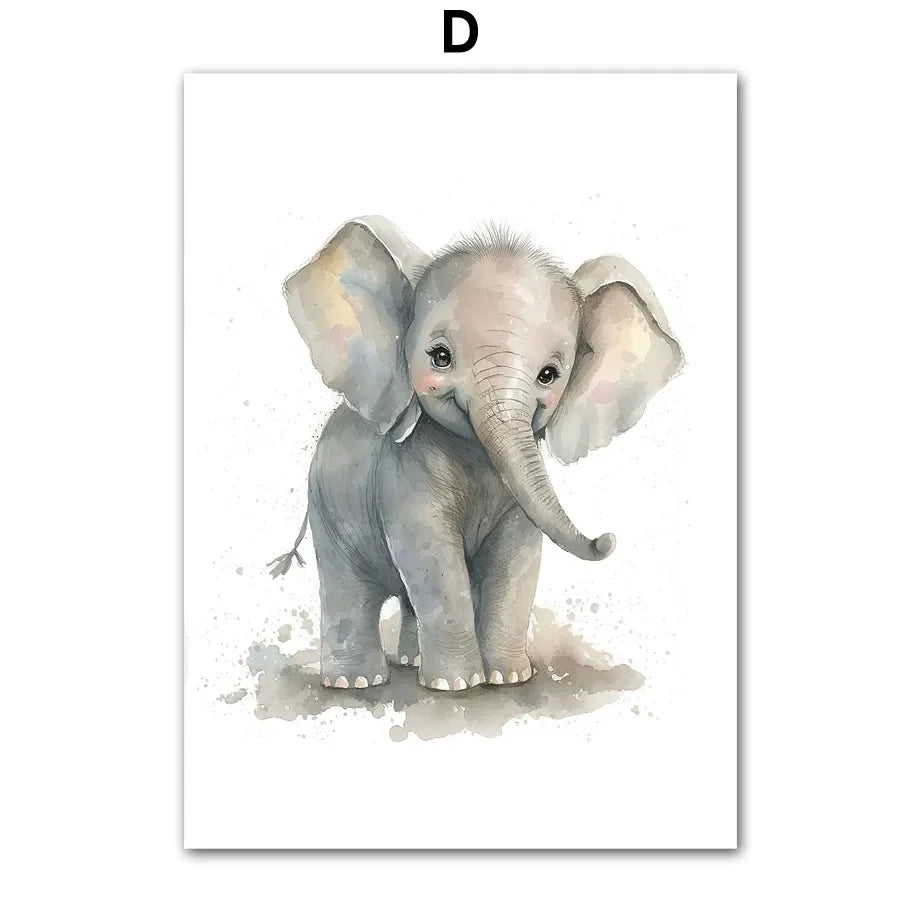 Elephant Lion Giraffe Tiger Zebra Nursery Wall Art Canvas Painting Aninmal Posters And Prints Wall Pictures Baby Kids Room Decor