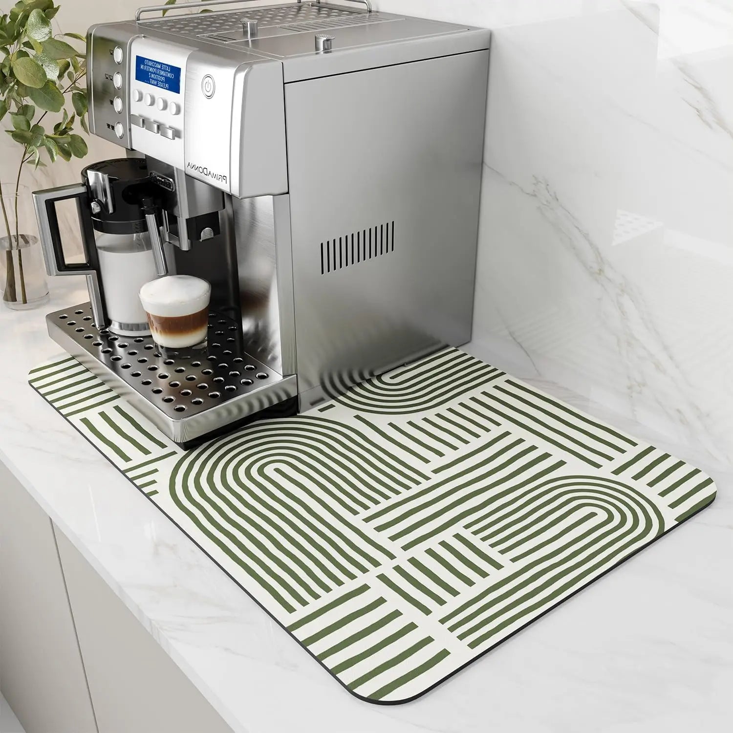 VIKAMA Coffee Machine Mat Rubber Backing Water-Absorbent Dish Drying Pad Kitchen Worktop Drainage Mat Home Decor