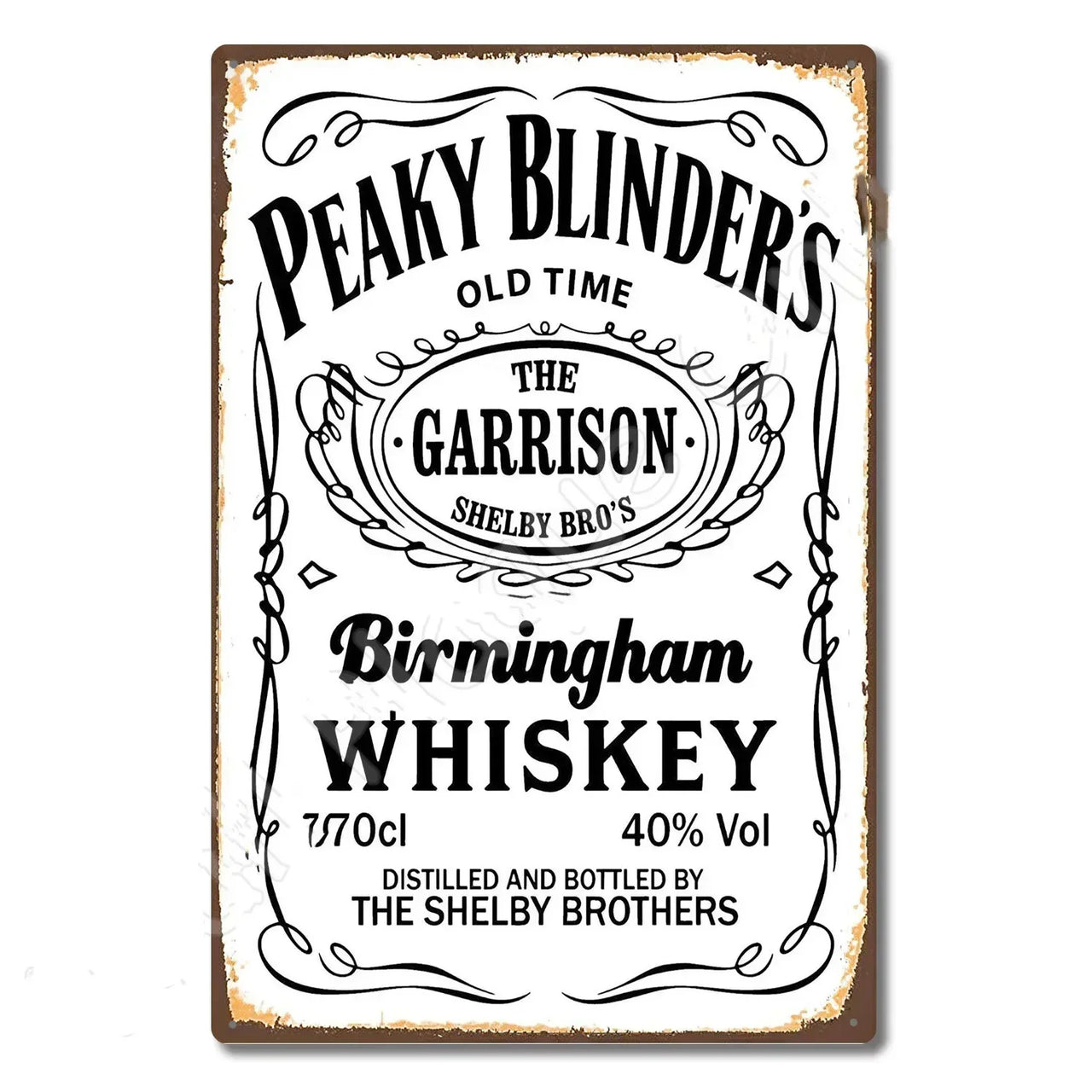 P-Peakys B-Blinders Whiskey Metal Sign - Retro Tin Plaque with Iconic Flat Cap & Whiskey Bottle Art, Eye-Catching Wall Decor