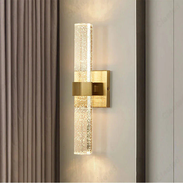 New LED Wrought Iron Crystal Wall Lamp Modern Minimalist Living Room Dining Room Bedroom Bedside Decorative Atmosphere Lighting