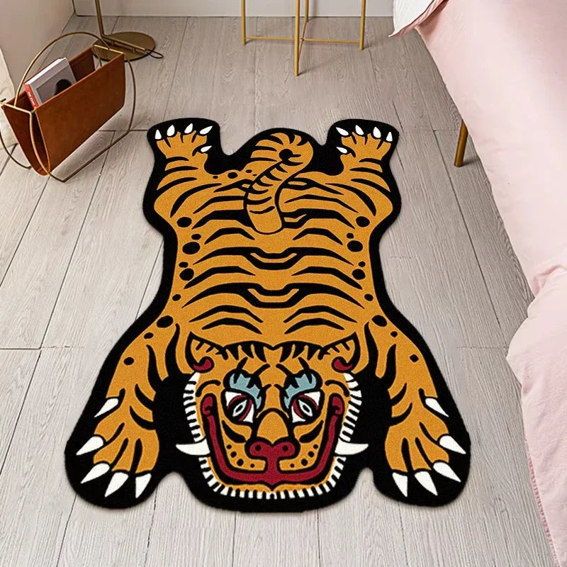 VIKAMA Cartoon Tiger Carpet - Durable and Easy to Clean Home Decor Living Room Sofa Coffee Table Rug Bedside Rug for Bedroom