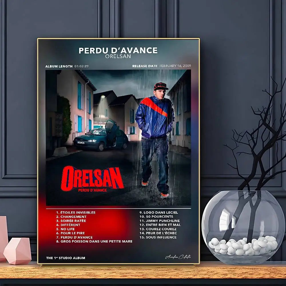 Rapper Orelsan Poster Sticky Wall Art Printing Waterproof Home Living Bed Room Bar Aesthetic Decor