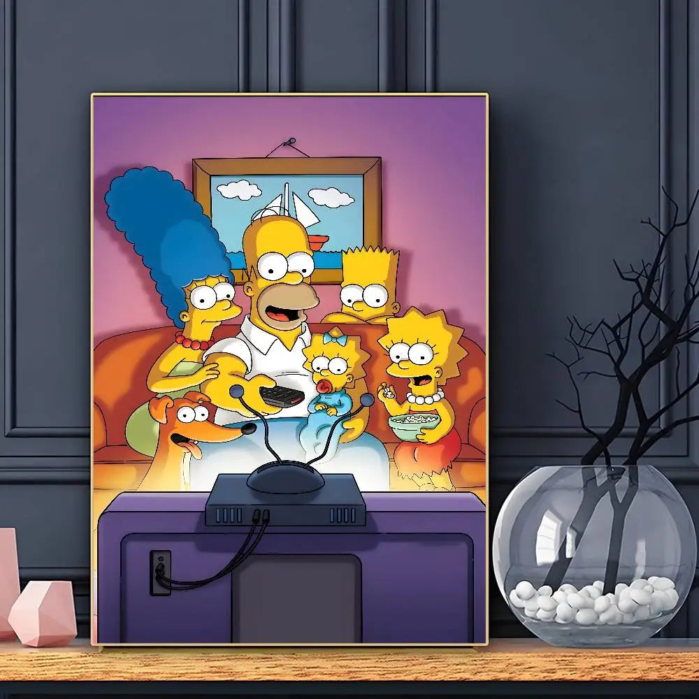 Cartoon Funny The S-Simp-sonsS Poster Sticky Wall Art Printing Waterproof Home Living Bed Room Bar Aesthetic Decor