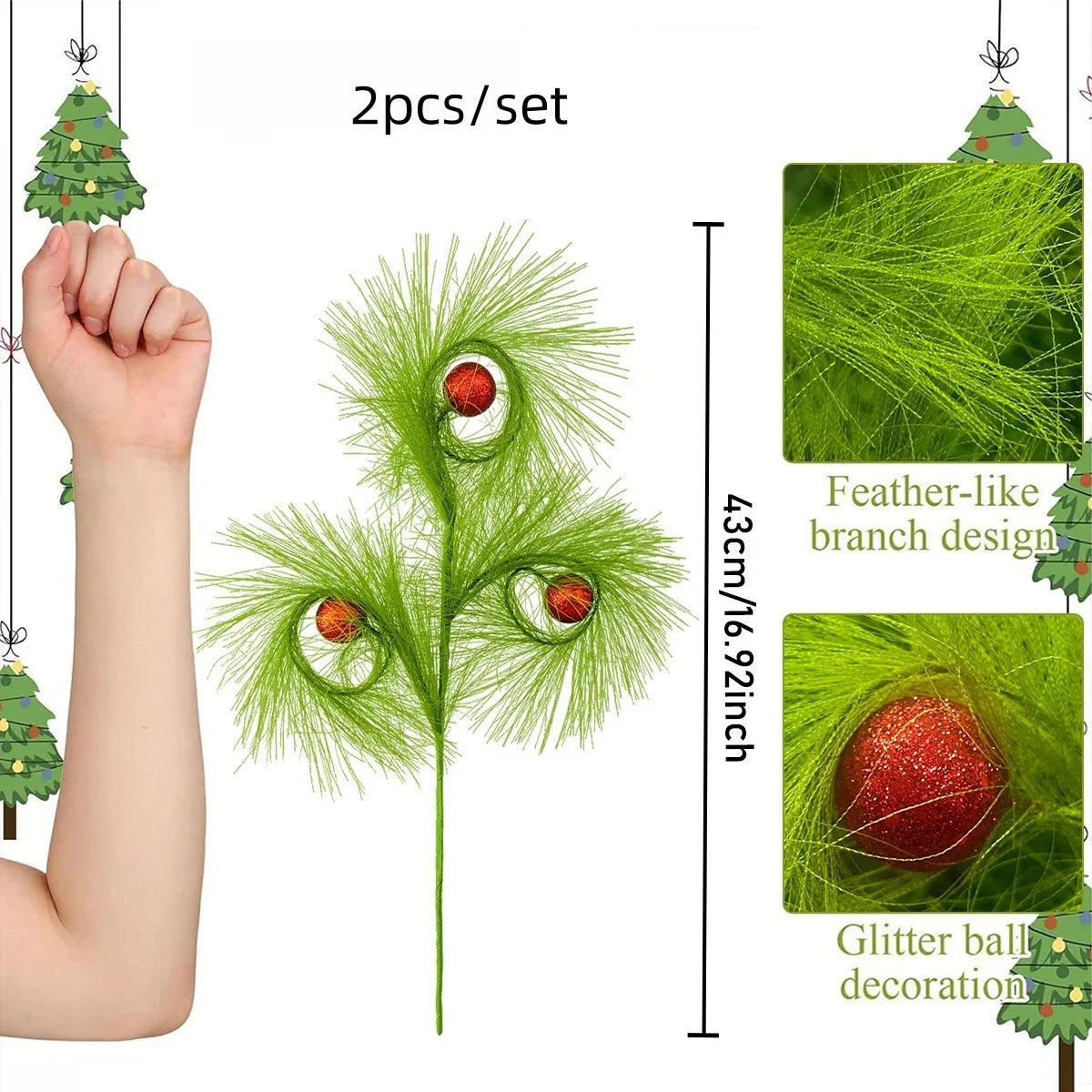 Artificial Christmas Branches Home Decor DIY Crafts Reed Ball Decoration Plants Ornaments For Christmas Tree Topper Party Decor
